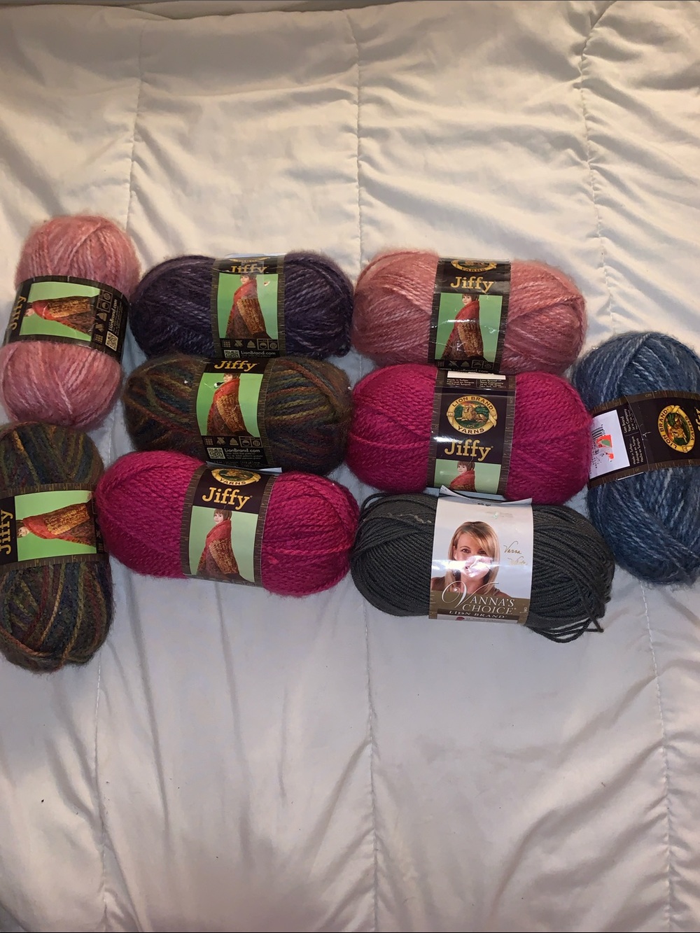 Lion Brand Jiffy & Assorted Yarn lot of 9 New  100%  Acrylic